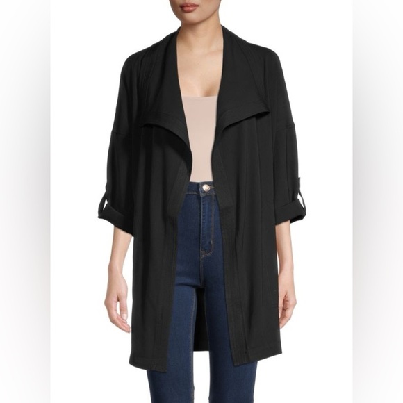 MAX STUDIO Open Front Draped Long Twill Coat in Black 🖤 Size Small
NWT - Picture 1 of 15